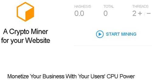 Coinhive Monero Miner Website