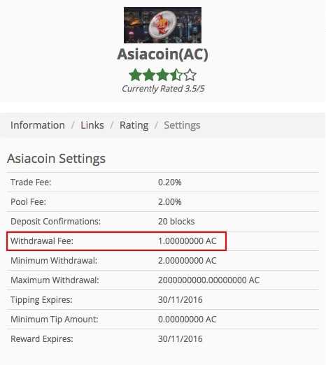 Withdrawal Fees for Coin