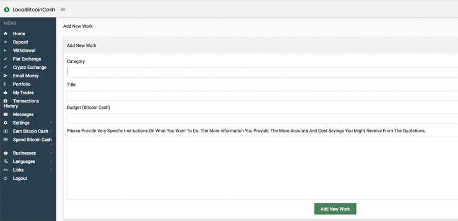 Add your own job Local Bitcoin Cash