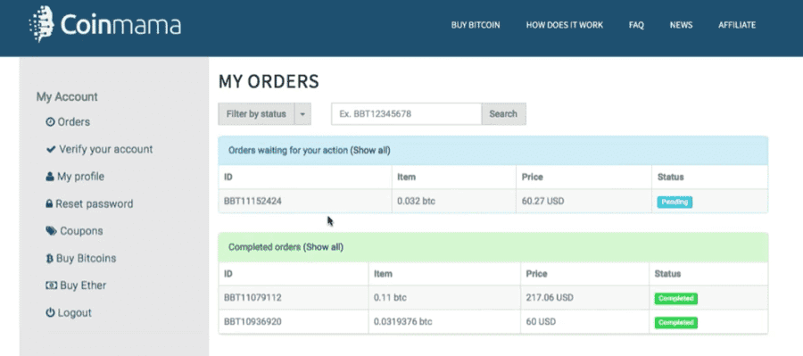 Coinmama Myorders