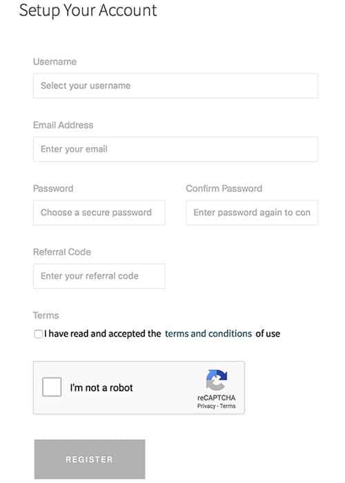 Registration at Coinsquare