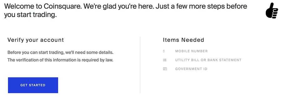 Verification Requirements at coinsquare