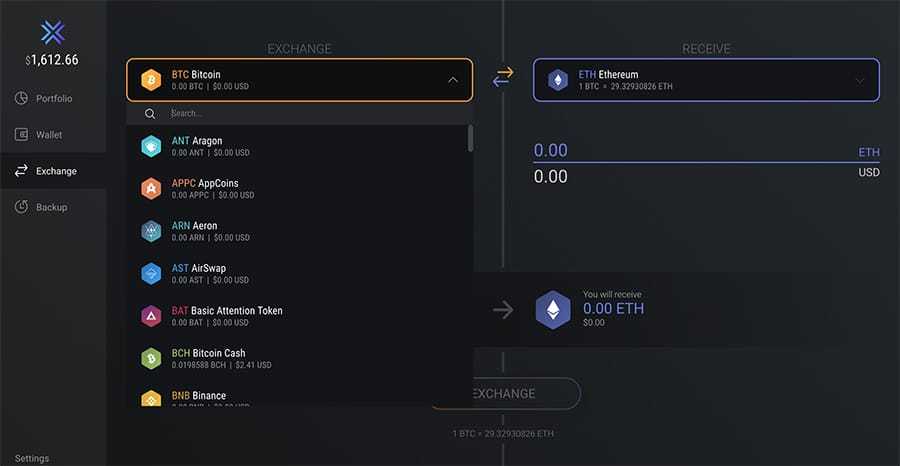 Exodus Exchange Assets