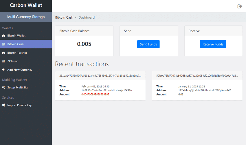 Carbon Web Wallet