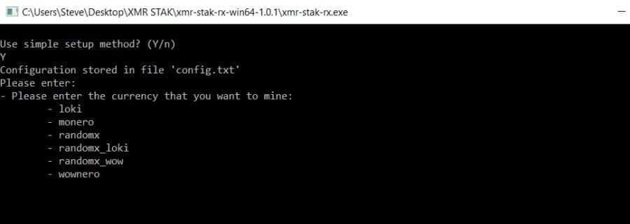 Selecting Monero XMR-STAK