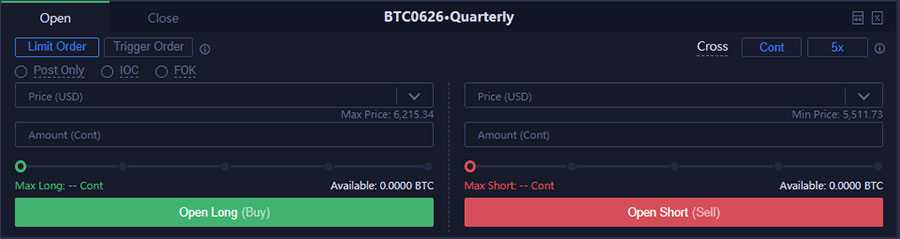 Huobi Futures Order Forms