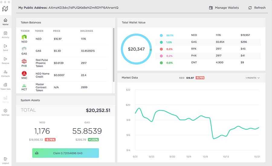 Neon Wallet User Interface