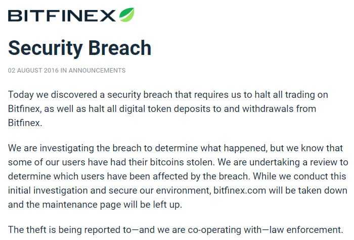 Bitfinex Hack Disclosure