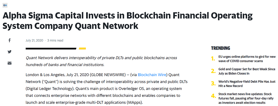 Quant Network Funding