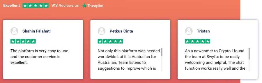 Swyftx TrustPilot