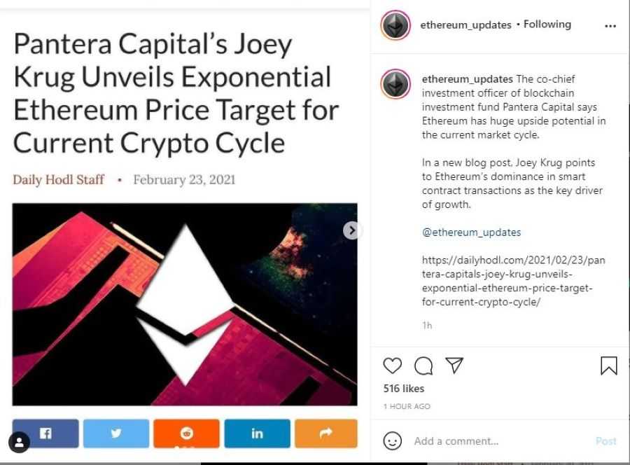 Ethereum Updates Insta