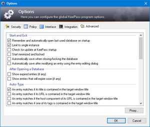 Keepass options