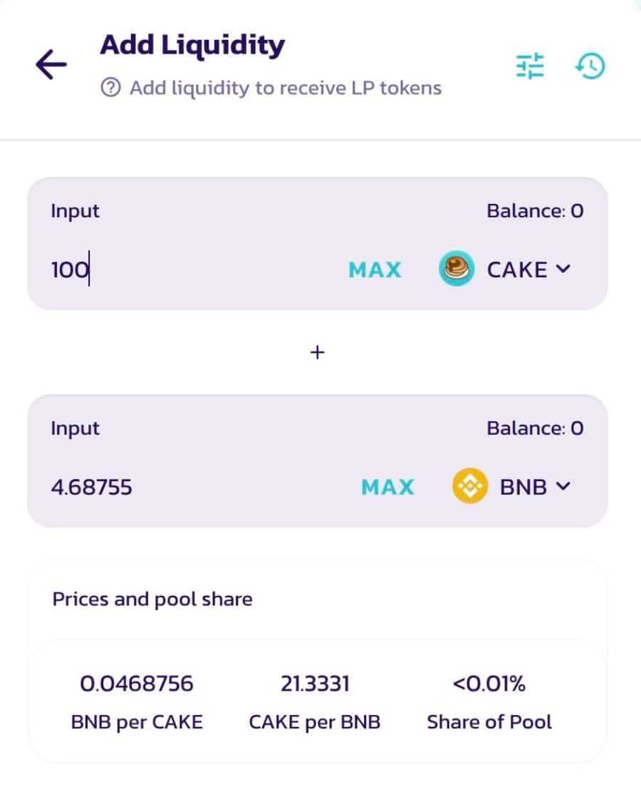 50 50 CAKE BNB POOL