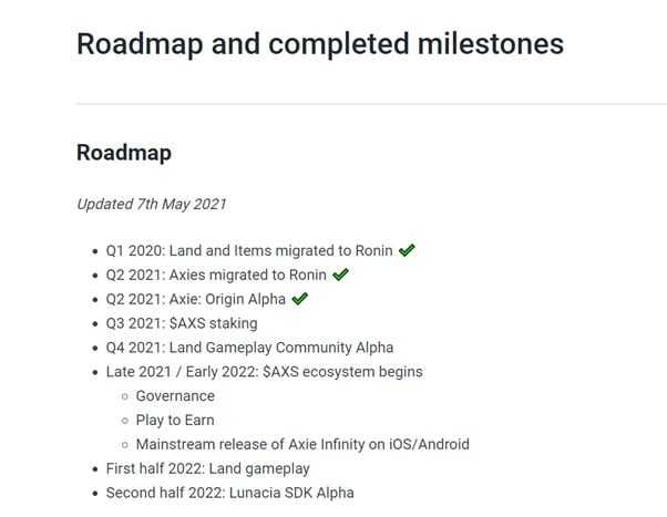 Axie Infinity Roadmap