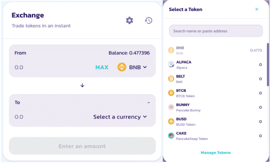 Selecting an Exchange Pair