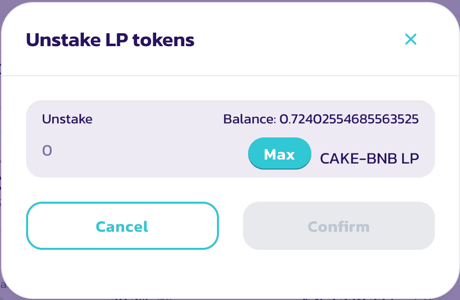 Unstake LP tokens