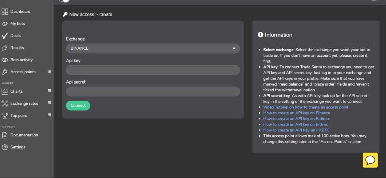 TradeSanta Connect Exchange