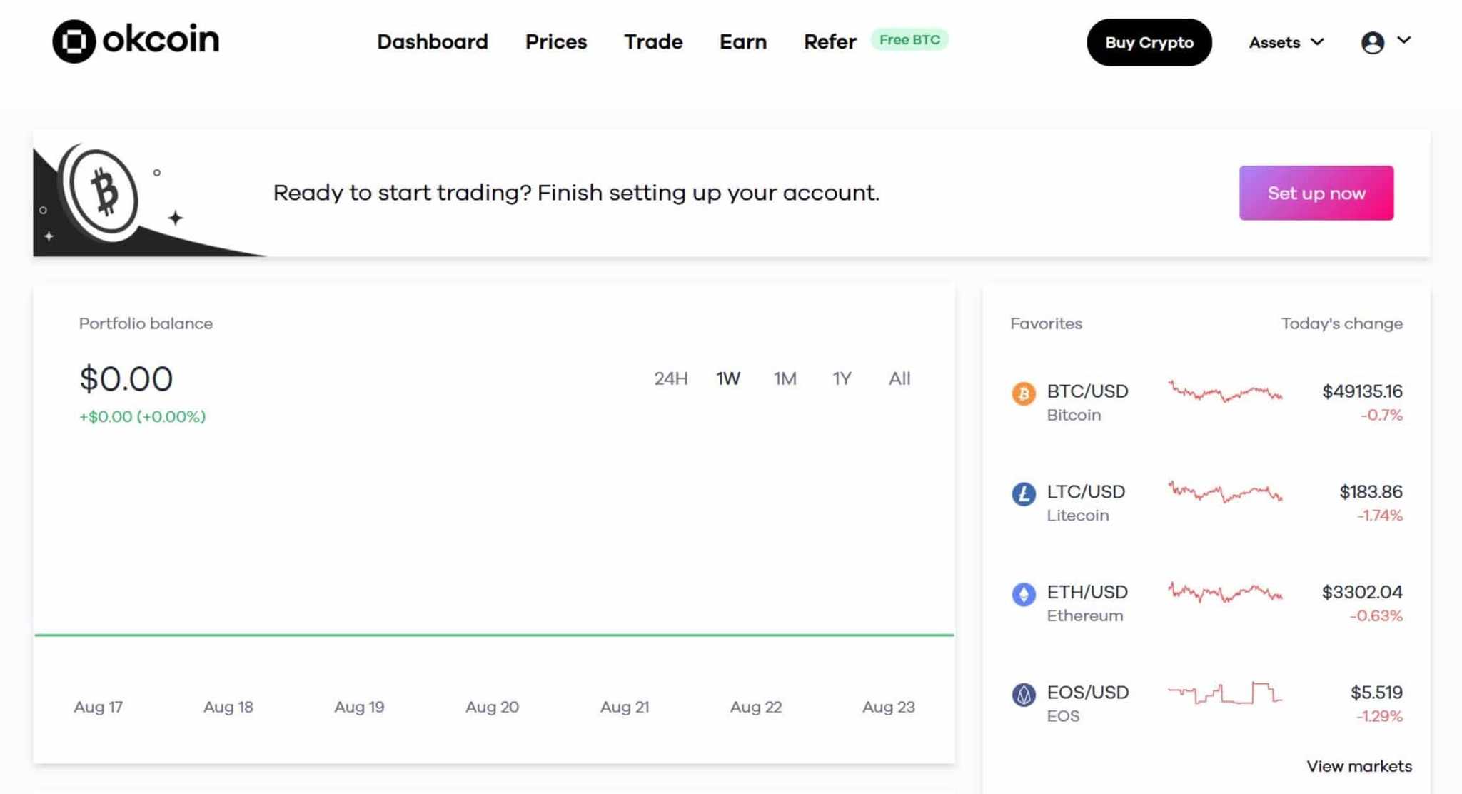 OKcoin Dashboard