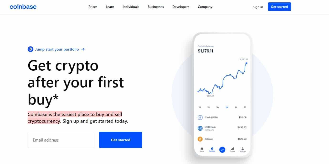 coinbase homepage