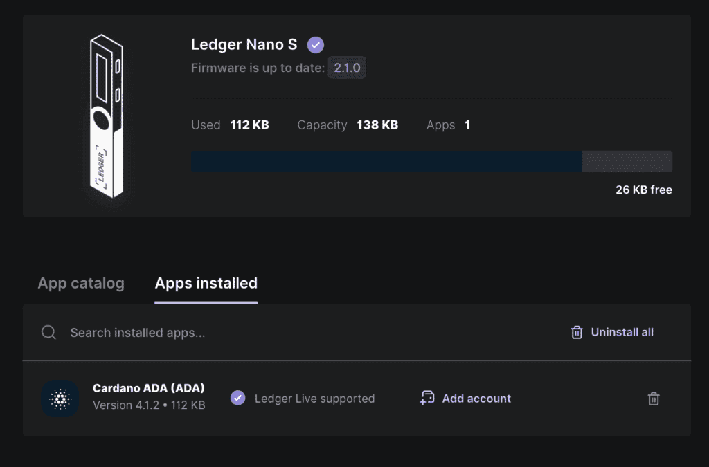 Cardano App on Ledger