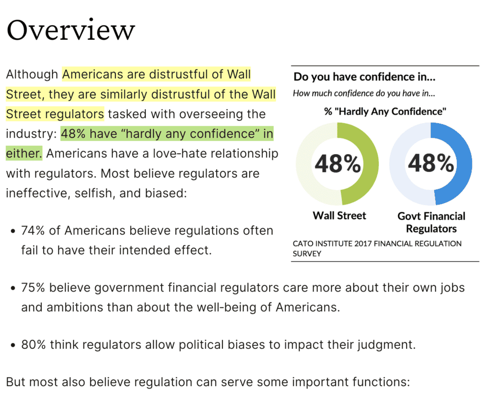 Loss of trust in finance