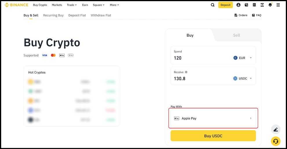 Binance Apple Pay