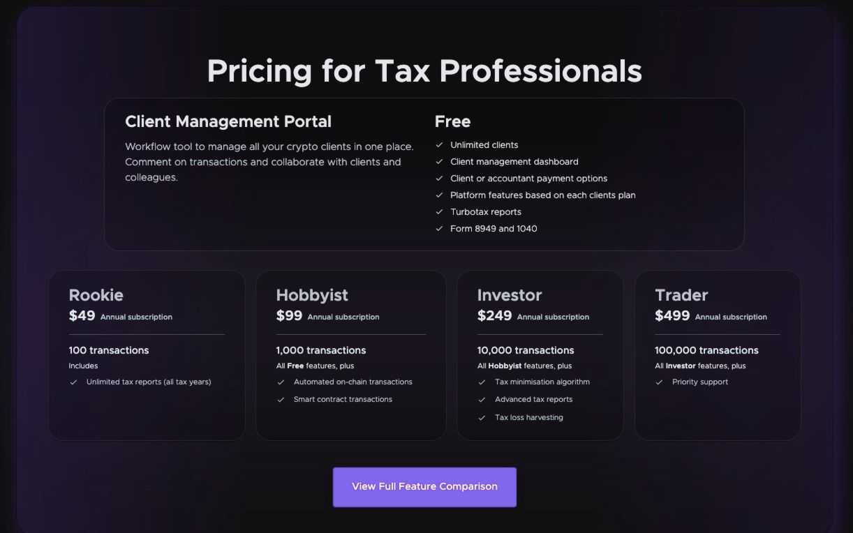 crypto tax calculator price for accountants