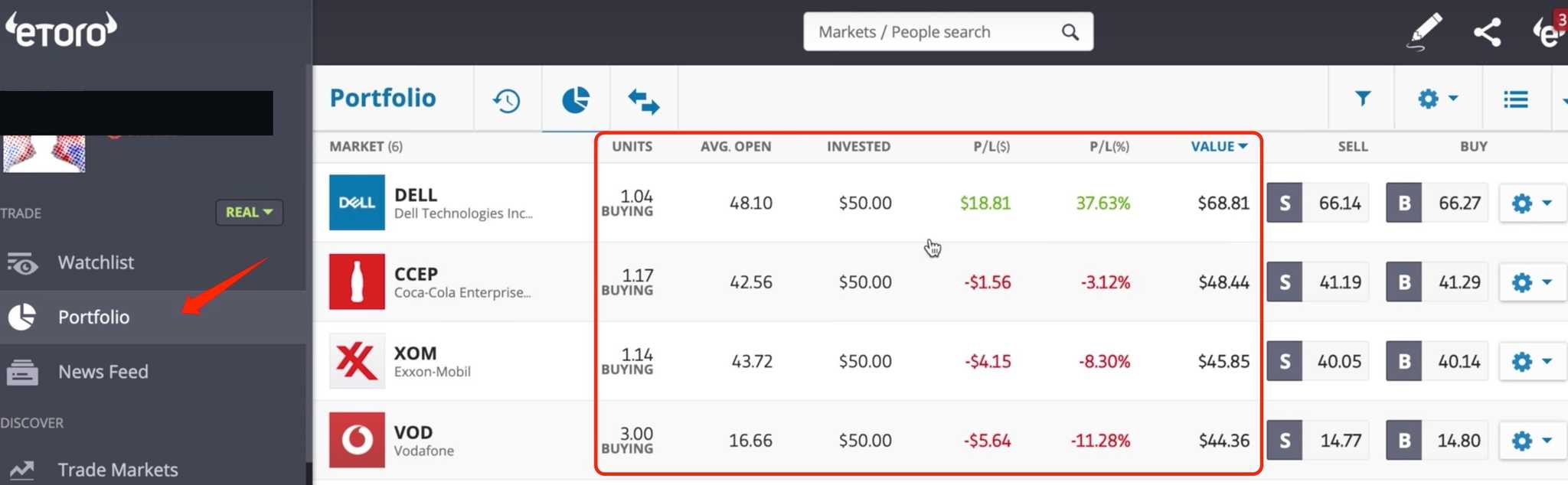 eToro portfolio